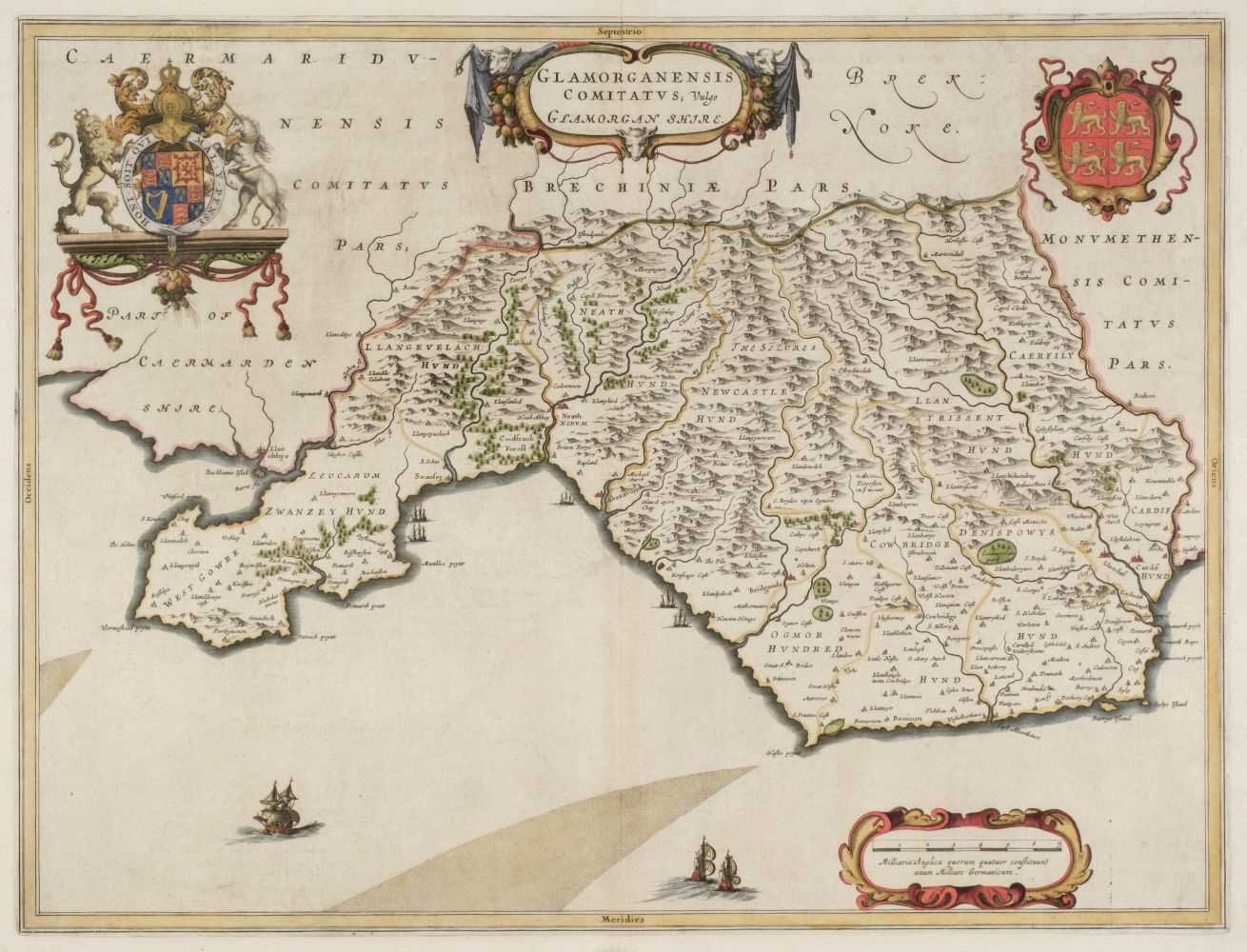 Lot 215 - Glamorganshire. Blaeu (J.), Glamorganensis comitatus vulgo Glamorgan Shire, 1648