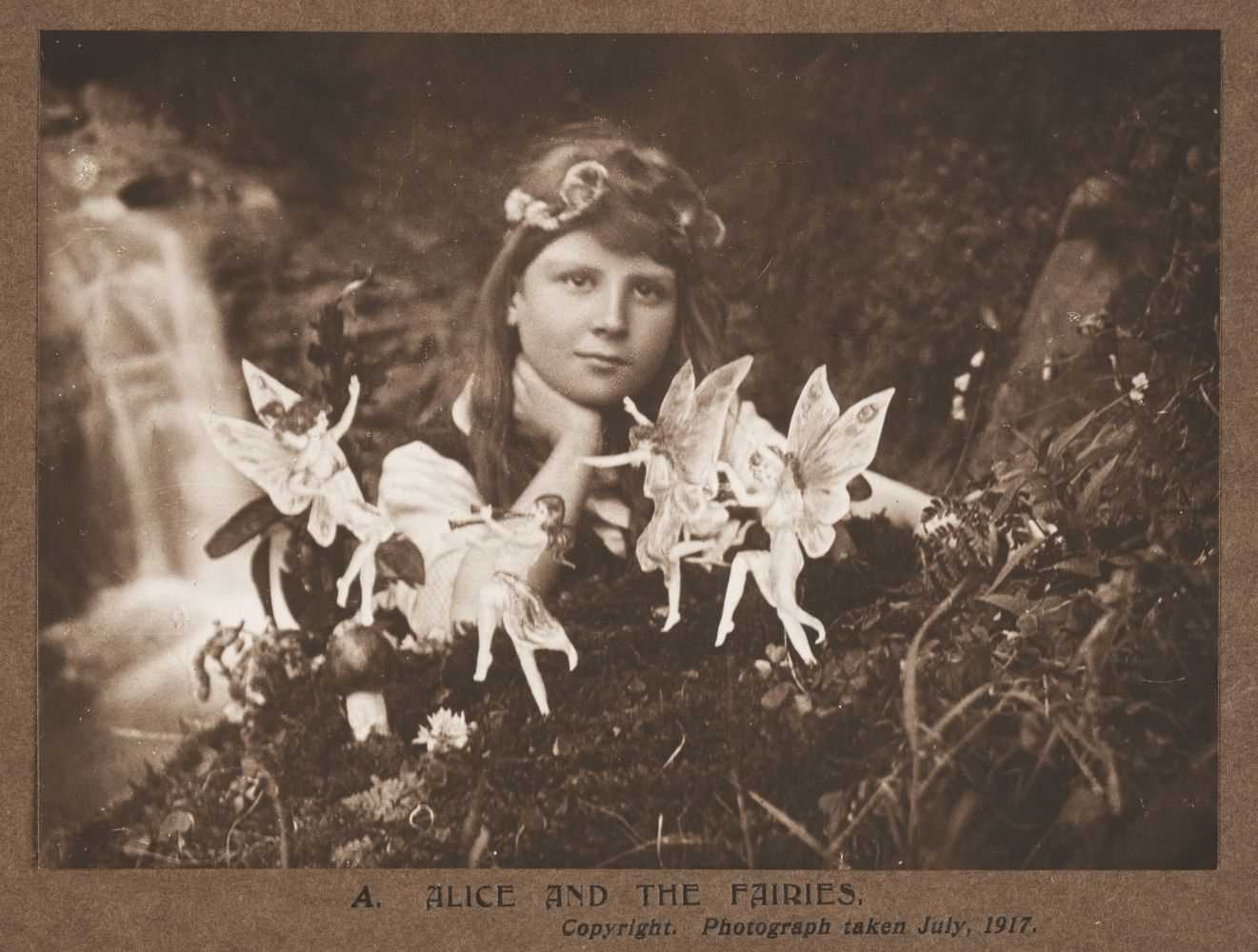 Lot 39 - Cottingley Fairies. 4 vintage sepia gelatin silver print photographs, printed by Harold Snelling