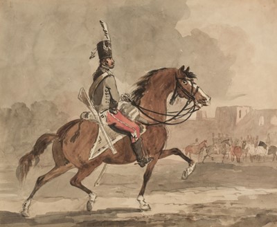 Lot 342 - Military watercolours. Two studies of mounted cavalry officers, early-mid 19th century