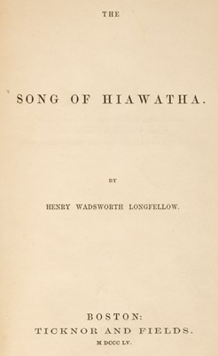 Lot 545 - Longfellow (Henry Wadsworth). The Song of Hiawatha, 1st edition, Boston, 1855