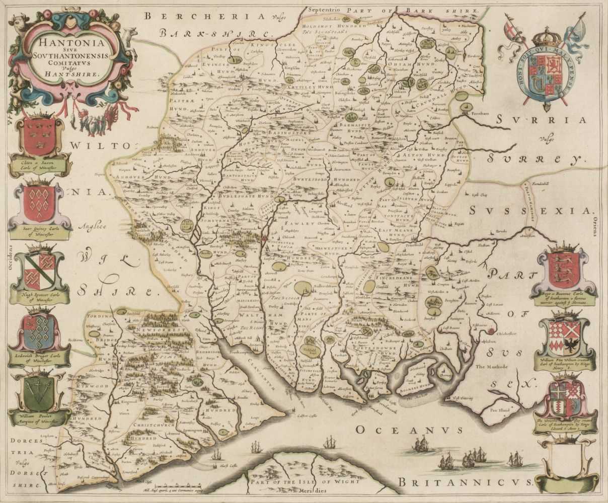 Lot 21 - Hampshire. Blaeu (J.), Hantonia sive Southantonensis comitatus vulgo Hant-shire, circa 1645