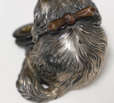 Lot 62 - Okimono. A silver and bronze Japanese Chin, Meiji period (1868-1912)