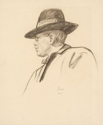Lot 595 - Dodd (Francis H.,1874-1949). Portrait of a man in a trilby, 1915