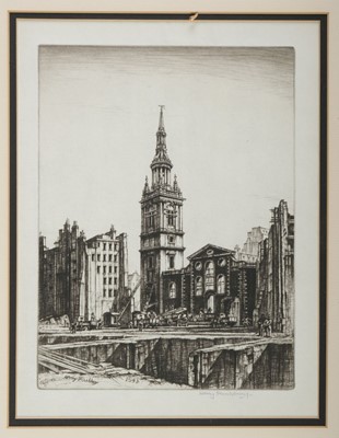 Lot 553 - Rushbury (Henry George, 1889-1968). St. Paul's from Paternoster Row, 1941