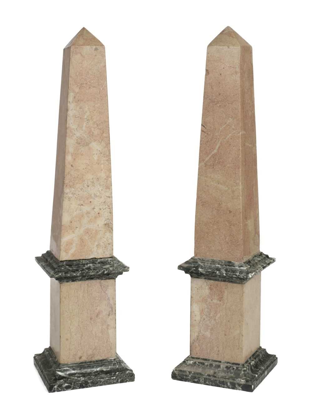 Lot 27 - Obelisks. A pair of modern marble obelisks