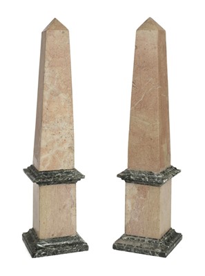 Lot 27 - Obelisks. A pair of modern marble obelisks