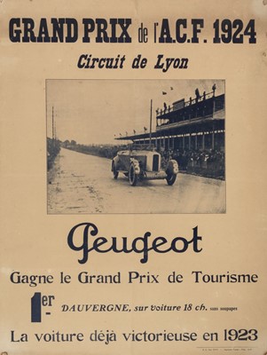 Lot 289 - French Grand Prix. An original 1924 French Grand Prix poster