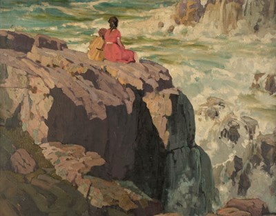 Lot 652 - Littlejohns  (John, 1874-1955). Girls on a Cliff, 1922