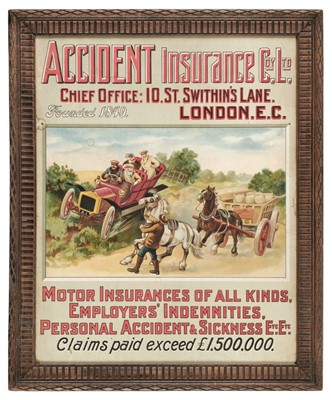 Lot 304 - Motor Insurance. Accident Insurance Coy Ltd Poster c.1920