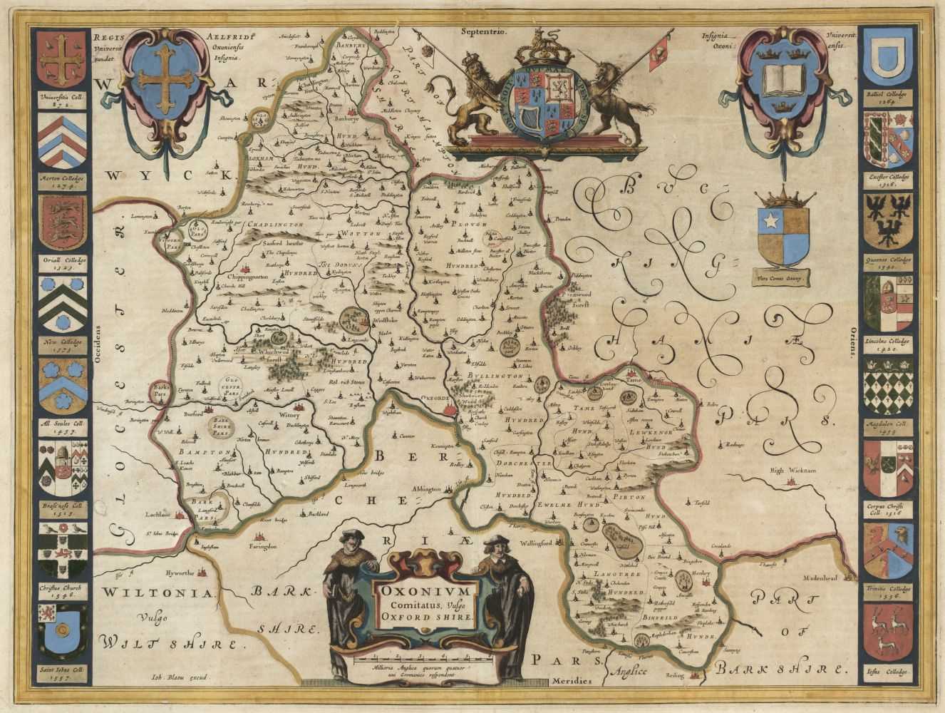 Lot 260 - Oxfordshire. Blaeu (Johannes), Oxonium Comitatus vulgo Oxford Shire, circa 1648