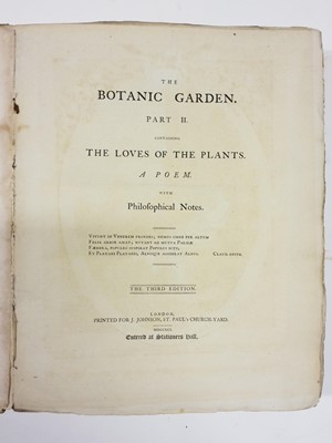Lot 433 - Darwin (Erasmus). The Botanic Garden, 2 parts (part I 2nd edition; part II 3rd edition), 1791