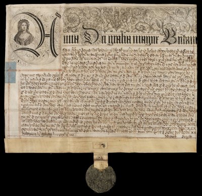 Lot 299 - Anne (Queen, 1665-1714). Two exemplications of common recovery, 1710, & 2 similar documents