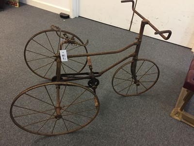 Lot 346 - Tricycle. An Edwardian child's tricycle and other items