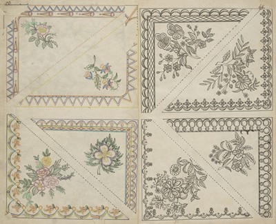Lot 91 - Embroidery pattern book. Dessins pour coins de mouchoirs, pour manchettes, et pour cols, circa 1860