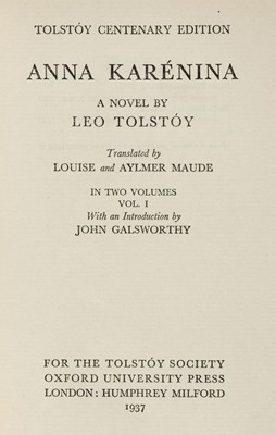 Lot 706 - Tolstoy (Leo). Tolstoy Centenary Edition, 21 volumes, 1st edition, 1928-37