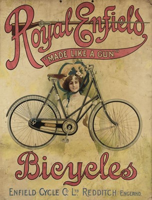 Lot 279 - Cycling. A Royal Enfield Bicycles advertising board c.1900