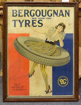 Lot 270 - Bergougnan Tyres. A Ber-Goon-Yon advertising board c.1920