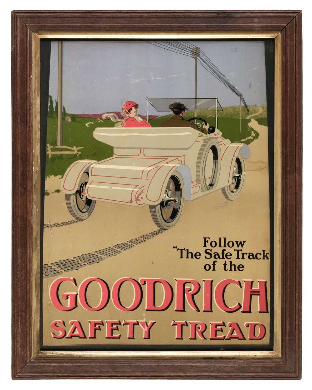 Lot 292 - Goodrich Tyres. A Goodrich Safety Tread advertising board c.1920