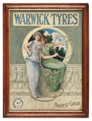 Lot 349 - Warwick Tyres. The Warwick Tyre Company Ltd advertising board c.1915