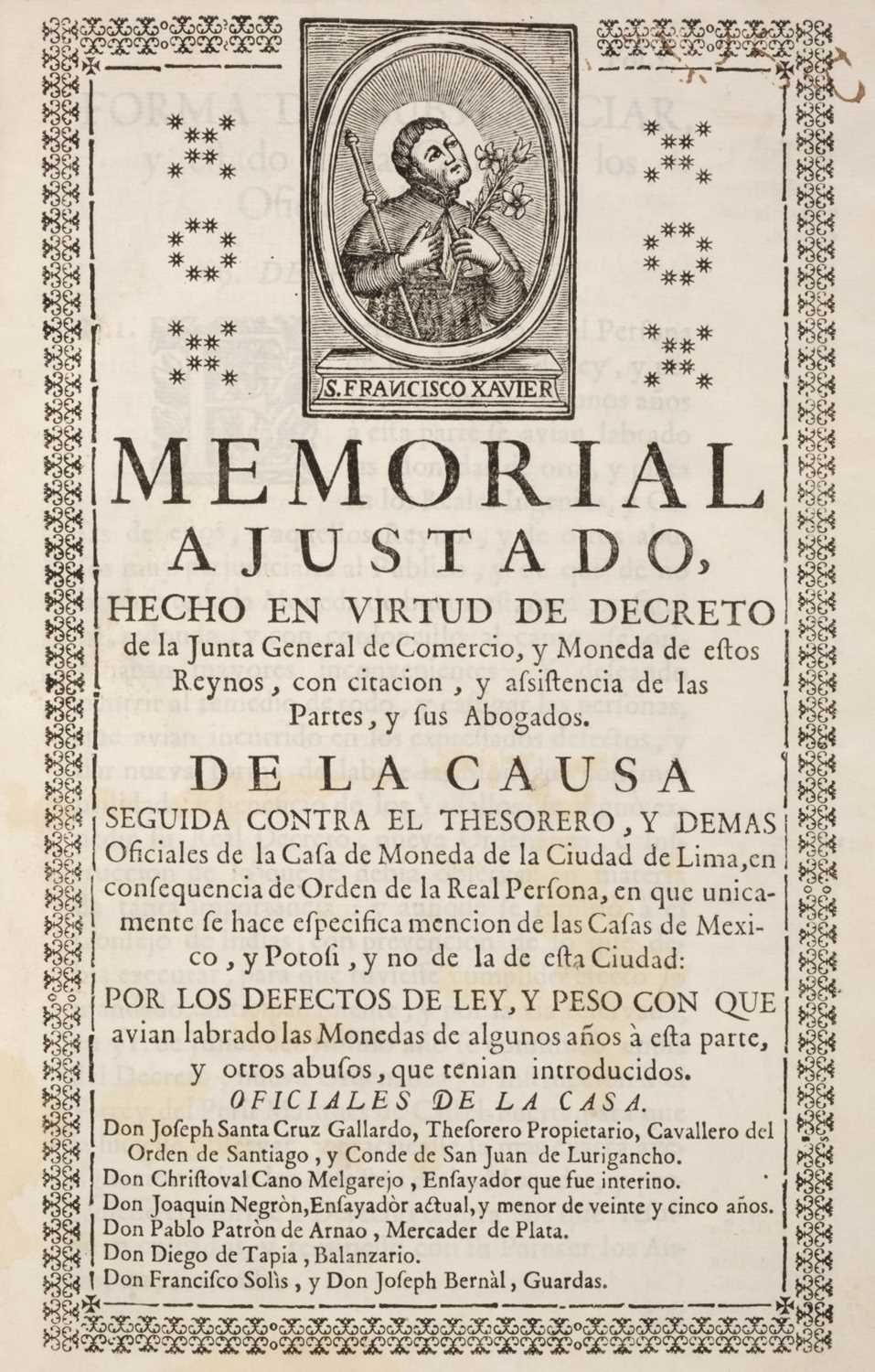 Lot 468 - Memorial Ajustado, … de la Junta General de Comercio, Madrid, 1737