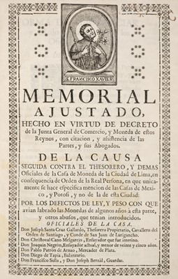 Lot 468 - Memorial Ajustado, … de la Junta General de Comercio, Madrid, 1737