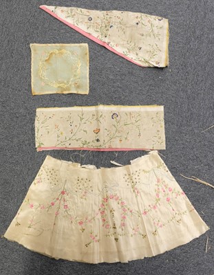 Lot 105 - Regency embroidery. A collection of fabrics & pocket books, late 18th/early 19th century