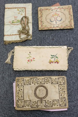 Lot 105 - Regency embroidery. A collection of fabrics & pocket books, late 18th/early 19th century