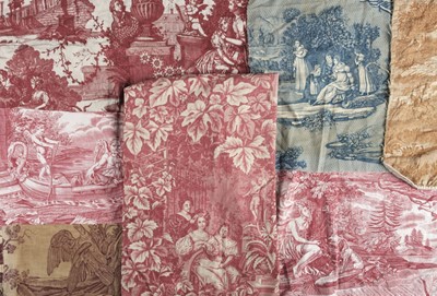 Lot 109 - Toiles de Jouy. A collection of fabrics, late 18th century and later