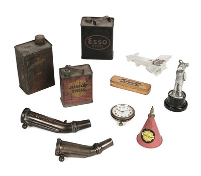 Lot 268 - Automobilia. Brass petrol filler and other items