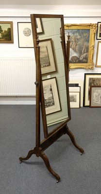 Lot 255 - Mirror. An Edwardian mahogany cheval mirror and other items