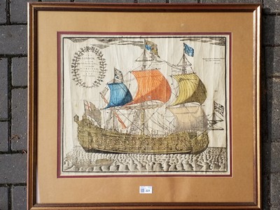 Lot 221 - Maritime. The London. A New First-rate Man of War, lately Launches at Chatham, circa, 1740