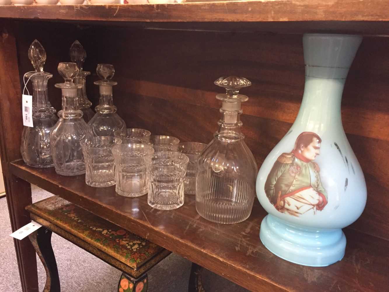 Lot 150 - Decanters. A pair of George III glass decanter and other items