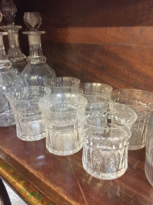 Lot 150 - Decanters. A pair of George III glass decanter and other items