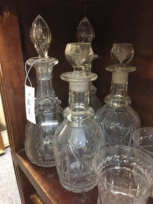 Lot 150 - Decanters. A pair of George III glass decanter and other items