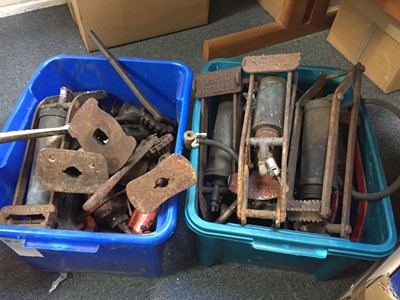 Lot 267 - Automobilia. A collection of vintage foot pumps and car jacks