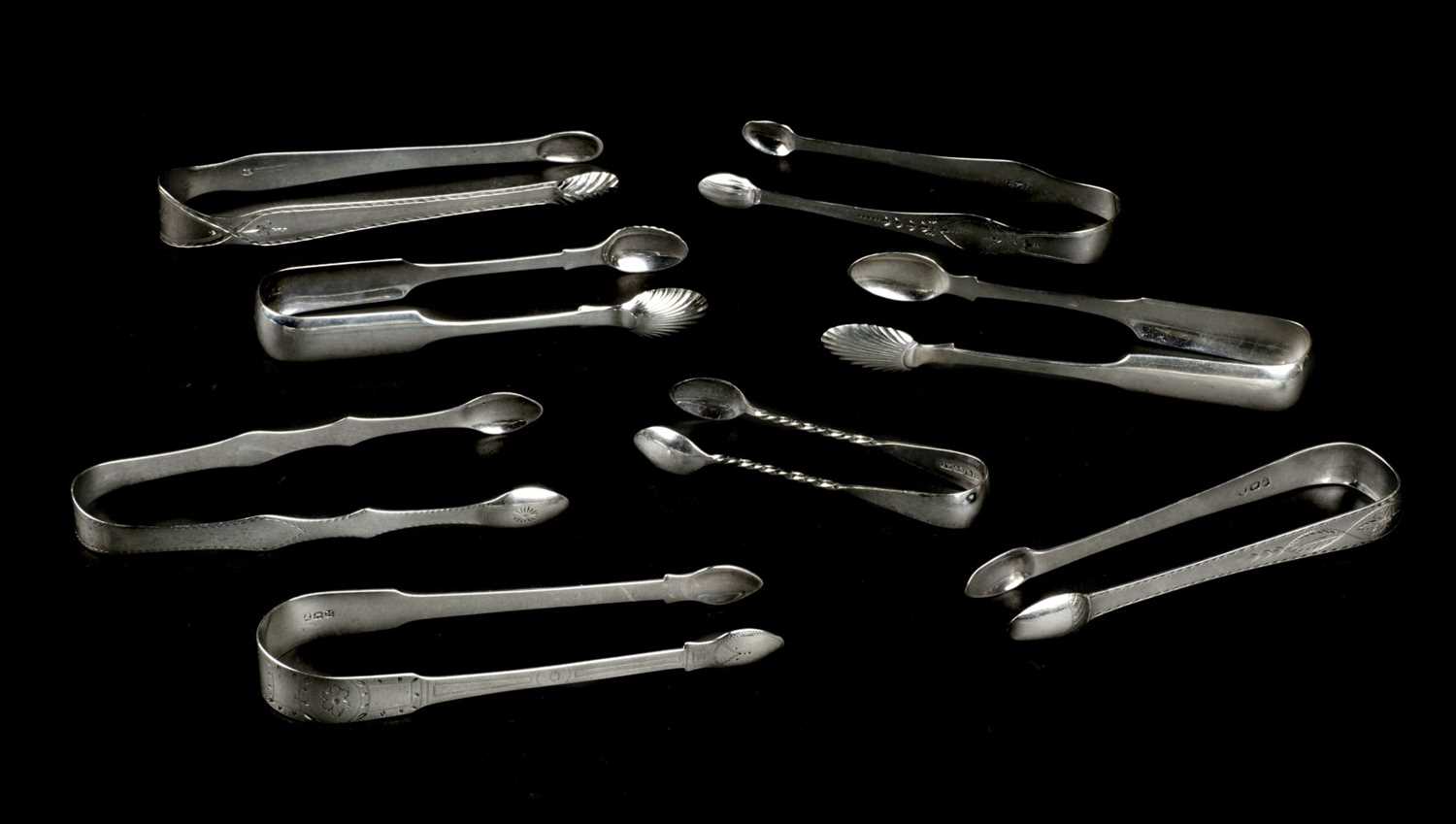 Lot 138 - Sugar Tongs. A collection of silver sugar tongs