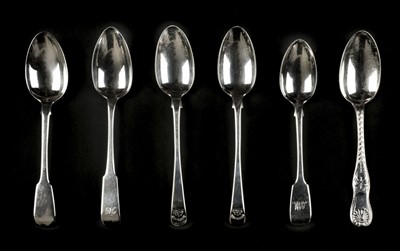 Lot 136 - Spoons. A collection of silver dessert spoons