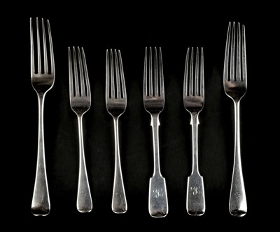 Lot 121 - Forks. A collection of table and dessert forks