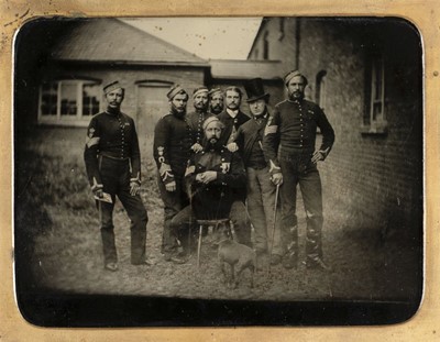 Lot 153 - Half-plate ambrotype of a group of six soldiers of an Irish Regiment, c.1860