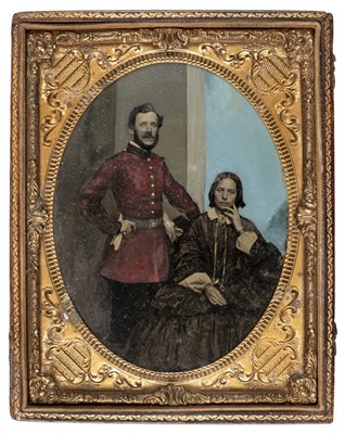Lot 154 - Half-plate ambrotype of a British officer (possibly Royal Engineers) and his wife, c.1860