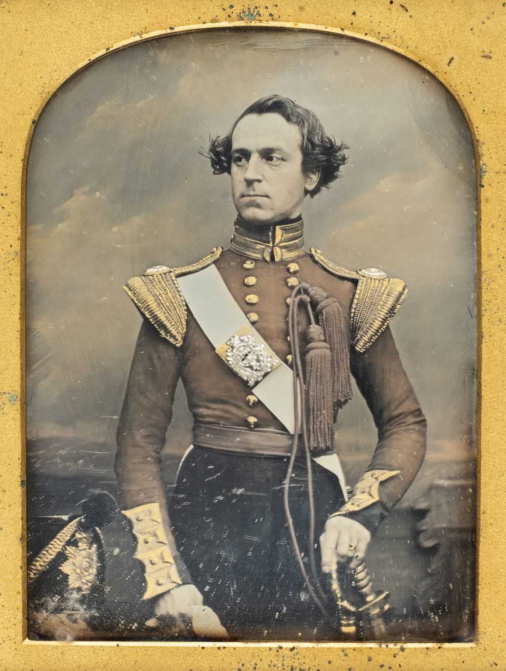 Lot 157 - Quarter-plate daguerreotype of a British officer of the (?)2nd (Queen’s) Regiment