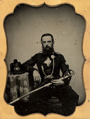 Lot 163 - Quarter-plate ambrotype of an officer, probably East Lancashire Regiment, c.1860