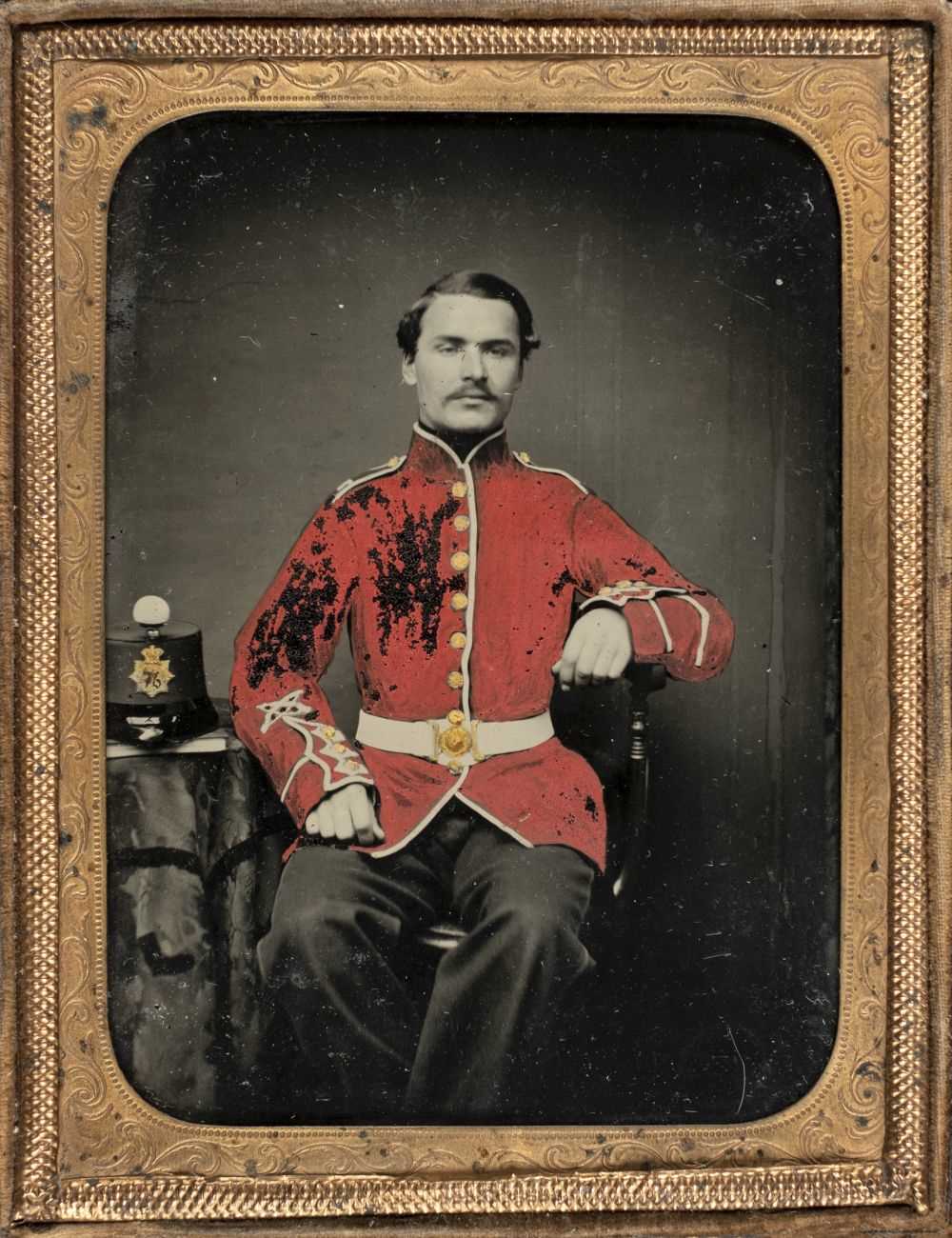 Lot 167 - Quarter-plate ambrotype of a soldier of the 76th Foot, c.1860