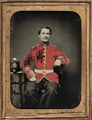 Lot 167 - Quarter-plate ambrotype of a soldier of the 76th Foot, c.1860