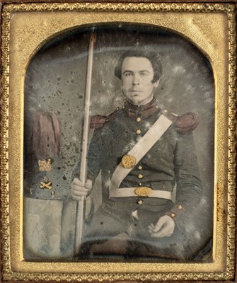 Lot 173 - Sixth-plate daguerreotype of a Victorian lancer, by R.T. Price, c.1850
