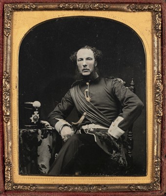 Lot 177 - Sixth-plate ambrotype of a British military officer, late 1850s