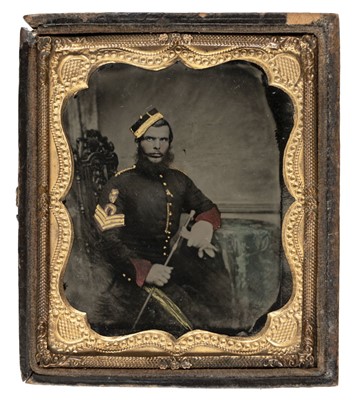 Lot 180 - Sixth-plate ambrotype of a Farrier Sergeant, Irish Regiment, c.1860