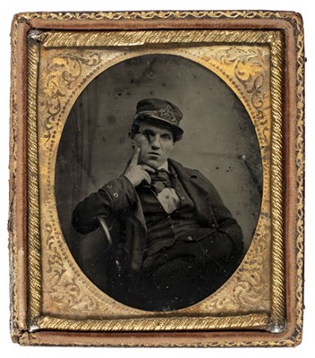 Lot 185 - Sixth-plate ambrotype, probably of a British junior naval officer, late 1850s