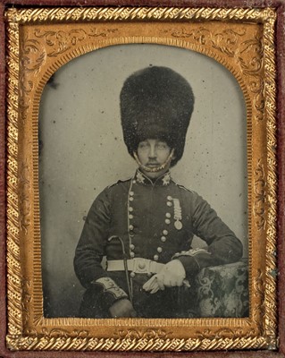 Lot 190 - Ninth-plate ambrotype of a soldier of the Guards, late 1850s