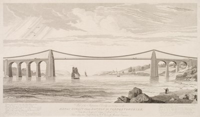 Lot 251 - Turrell (Edmund). View of the Suspension Bridge ... Menai Strait, circa 1826